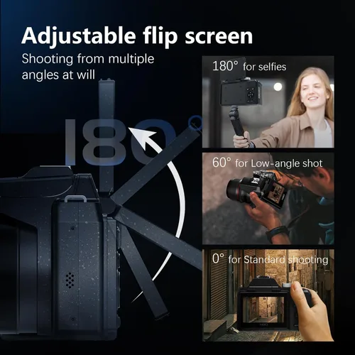 Miniatura 8 de Cámara digital de 8K y 64MP para fotografía, zoom de 48X (óptico 16X + 3X digital) con modo luna, pantalla abatible de 180°, WiFi, micro HDMI