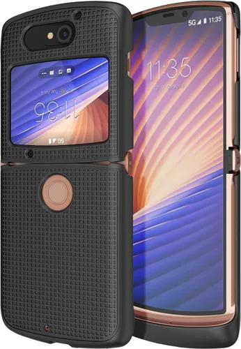 Miniatura 6 de Nakedcellphone Funda para Motorola RAZR 5G Flip Phone, [Negro] Carcasa rígida a presión [textura de cuadrícula] para Motorola Moto RAZR 5G Flip