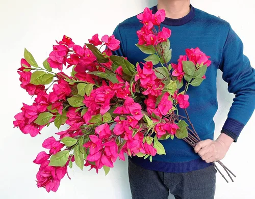 Miniatura 2 de Paquete de 8 tallos de flores artificiales, ramas de buganvilla de seda para centros de mesa de boda, camino de mesa, decoración