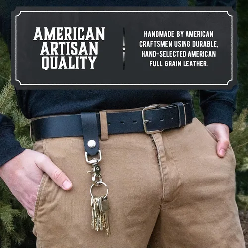 Miniatura 2 de Main Street Forge Llavero de cuero de grano completo para hombre Hecho en Estados Unidos Hecho a mano Llavero de lujo Valet
