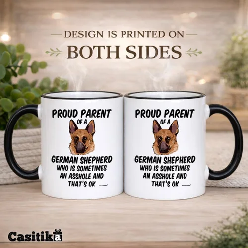 Miniatura 7 de Casitika Regalos de pastor alemán. Taza de café Shepard de 11 onzas. Orgulloso padre de un pastor alemán que a veces es un agujero y está bien.