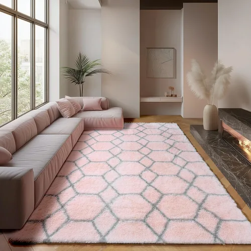Miniatura 27 de ONASAR Alfombras de área para sala de estar y dormitorio, alfombra esponjosa lavable de 5x8 pies gris y blanca, alfombra de piso suave, afelpada
