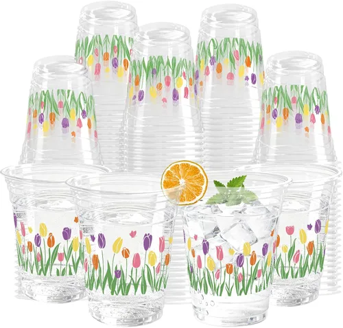 Miniatura 13 de 100 Piezas Vasos de Plástico Rosa Fiesta Vaquera Occidental 12 OZ Vasos Desechables Disco, Diseños de Sombrero Vaquero, Bota y Bola Disco