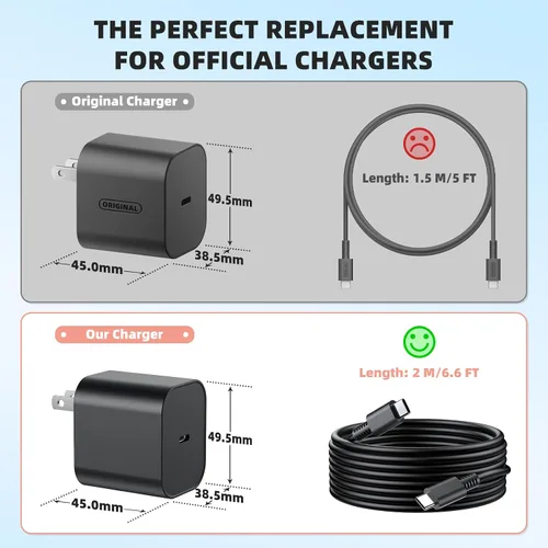 Miniatura 2 de Cargador Switch 2 – Adaptador de CA de 60 W para Nintendo 2 (2025)/Nintendo1, cable de carga de 6.6 pies/2 M, compatible con modo Dock de TV 4K