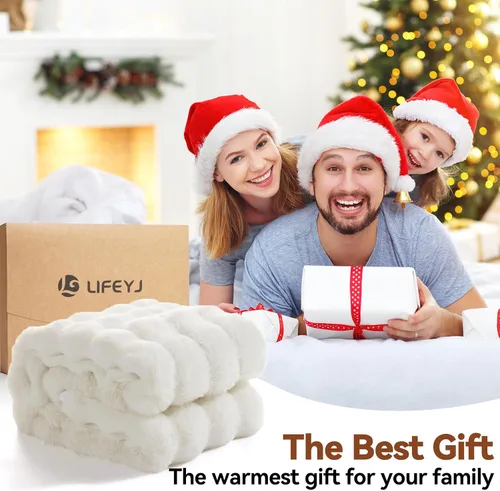 Miniatura 7 de LIFEYJ Manta mullida de piel sintética para sofá, manta de felpa ultrasuave con burbujas, regalo perfecto de Navidad y cumpleaños para mujeres