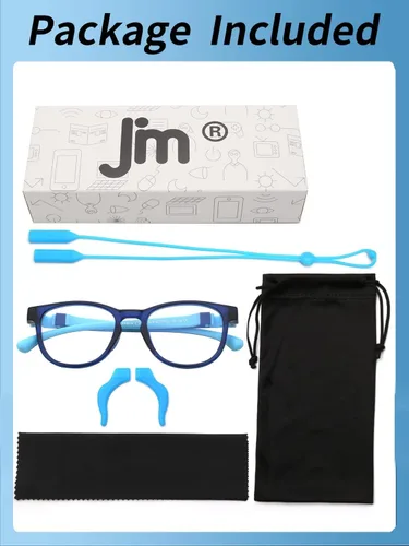 Miniatura 8 de JM Lentes de luz azul para niños, hierbas para juegos de computadora para niñas y niños de 3 a 10 años, lentes anti Blue Ray TR90 Azul