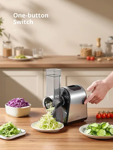 Miniatura 6 de Reemix Rallador eléctrico de queso, rallador eléctrico de alimentos con 6 cuchillas intercambiables - Cortar, triturar y rallar Cuchillas de acero