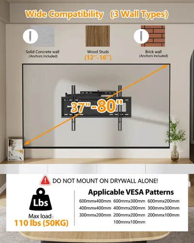 Miniatura 3 de FORGING MOUNT - Soporte de pared de brazo largo y movimiento completo para TV, con extensión de brazo articulado de 107 cm, compatible