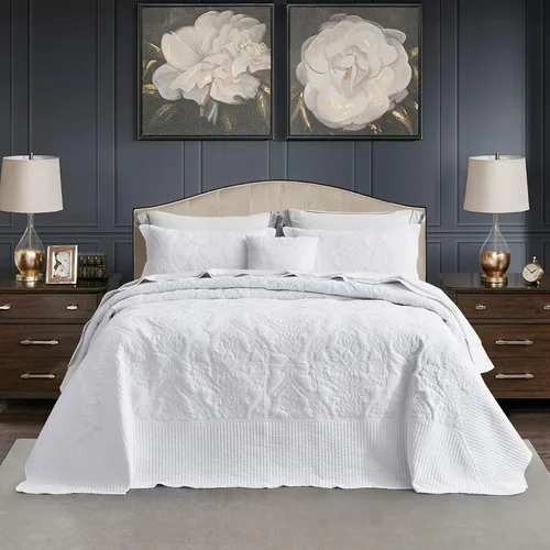 Miniatura 39 de CHIXIN Juego de colcha extragrande tamaño King – Funda de cama ligera – Hermosas costuras – Colcha reversible de 5 piezas – Patrón de paisley