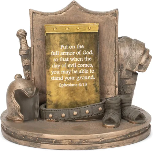 Miniatura 3 de Dicksons Bronzetone Full Armor Scripture - Tarjetero decorativo de resina (3 x 4)