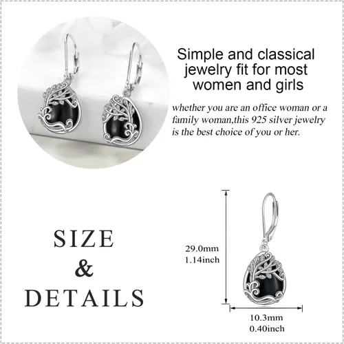 Miniatura 251 de Aretes colgantes con forma de lágrima de filigrana de piedra lunar de plata de ley 925 con cierre de palanca para mujer, regalos de joyería