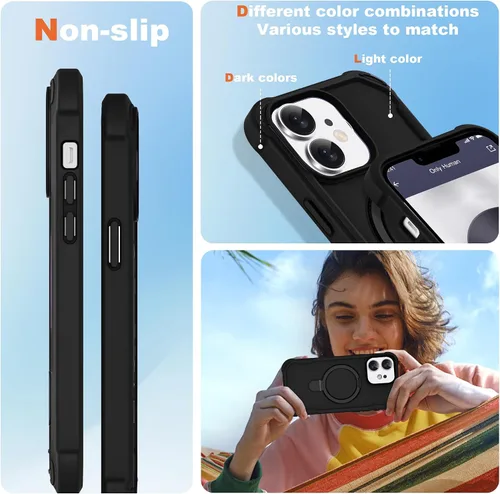 Miniatura 4 de Funda compatible con iPhone 12 y 12 Pro de 6.1 pulgadas con soporte de anillo magnético [protección militar contra caídas] [compatible con MagSafe]