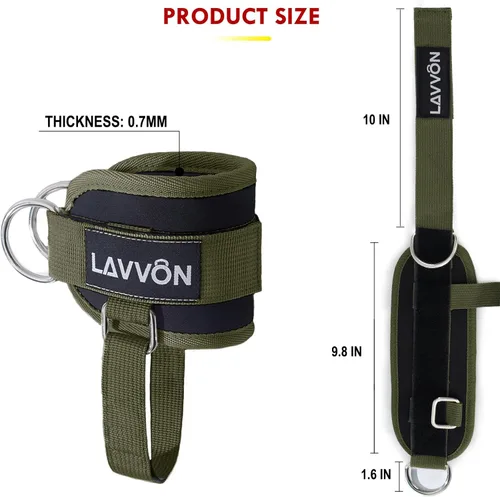 Miniatura 4 de LAVVON Correas de tobillo para máquinas de cable Kickbacks – Accesorios de cable de tobillo ajustables y cómodos para gimnasio, correa de tobillo