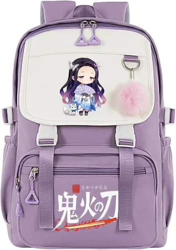 Miniatura 14 de Mochila de anime para niñas con puerto de carga USB 20L, mochila escolar para adolescentes, mochila grande para computadora portátil para viajes uso