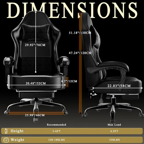 Miniatura 3 de Silla de videojuegos para adultos, silla de juegos con masaje y con reposapiés, almohada lumbar ajustable para niños, cómoda silla de computadora