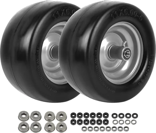 Miniatura 8 de Paquete de 4 neumáticos para cortacésped de 9 x 3.50-4 pulgadas con buje centrado de 3.5 pulgadas, bujes de 3/4 pulgadas y conjuntos de ruedas