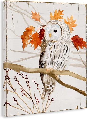 Miniatura 2 de Stupell Industries Victoria Borges - Lienzo decorativo con texto en inglés "Owl in Autumnal Forest", 24 x 30 pulgadas, fácil de colgar y resistente