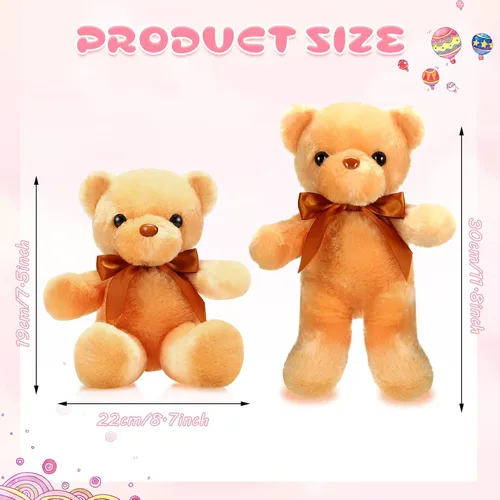 Miniatura 2 de Skylety 10 osos de peluche a granel de 12 pulgadas, osos de peluche suaves de regalo con lazo de cinta para cumpleaños, baby shower, boda