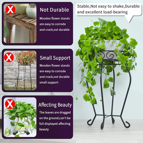 Miniatura 4 de Yimobra Soporte alto para plantas para interiores y exteriores, soporte de metal para plantas de flores de 200 libras, soporte de hierro resistente