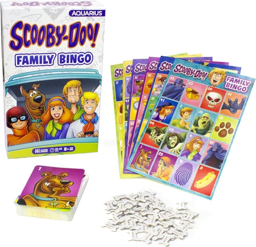 Aquarius Scooby-Doo - Juego de bingo familiar con licencia oficial para niños y adultos a partir de 8 años, 2 a 18 jugadores, regalo para
