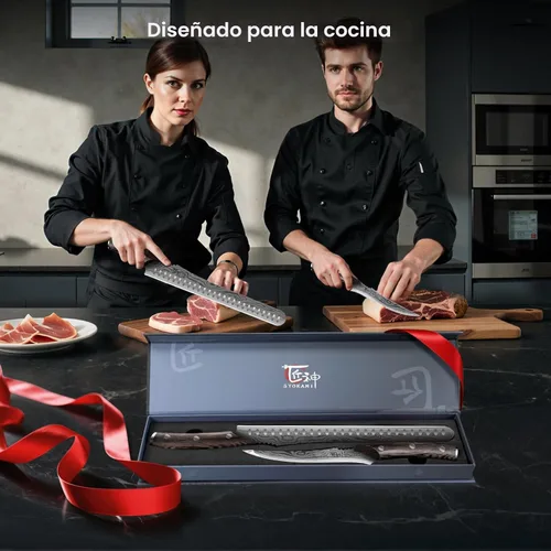 Miniatura 8 de SYOKAMI Juego de cuchillos para rebanar brisket, cuchillos de trinchar y deshuesar para carne y pavo, juego de cuchillos de cocina de acero de alto