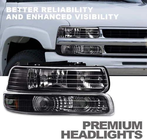 Miniatura 8 de G-PLUS Conjunto de faros, compatible con Chevy Silverado 1999 2000 2001 2002/Se ajusta a Suburban Tahoe 2000-2006 Faros delanteros de parachoques