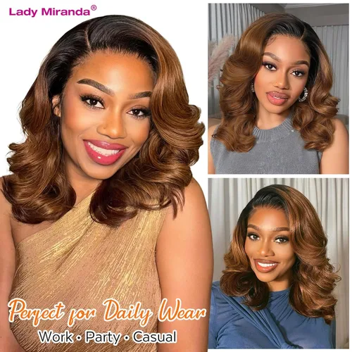 Miniatura 7 de Peluca de ondas sueltas Lady Miranda, color natural rizado sintético, resistente al calor, pelucas completas para mujer (1B30#)