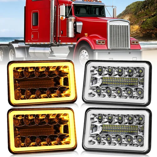 Miniatura 10 de CO LIGHT 2 faros delanteros LED de 4 x 6, haz sellado alto/bajo aprobado por DOT, señal de giro DRL blanca y ámbar, repuesto H4651 H4652 H4656 H4666