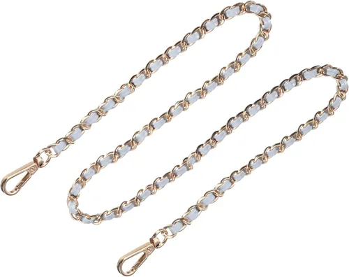 Uxcell Correa de cadena plana de hierro de cuero, cadena de bolso de 47 pulgadas, correa de repuesto para hombro y cuerpo cruzado (azul claro + Azul