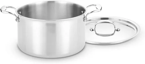 Heritage Steel Olla de 8 cuartos de galón con tapa, acero inoxidable 316Ti reforzado con titanio con construcción de 5 capas, lista para inducción y