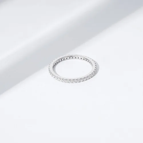 Miniatura 6 de Tienda Essentials Platinum or Gold Plated Sterling Silver All-Around Band Ring set with Round Infinite Elements Cubic Zirconia