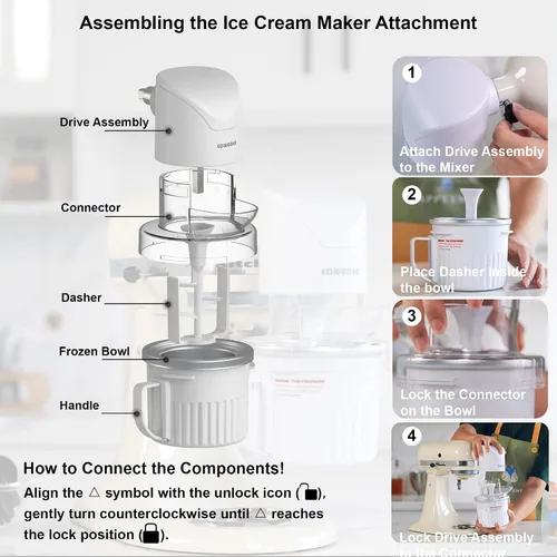 Miniatura 5 de Two Bowl - Accesorio para hacer helados para todos los mezcladores de pie KitchenAid, hace helado casero, gelato, sorbete, yogur congelado