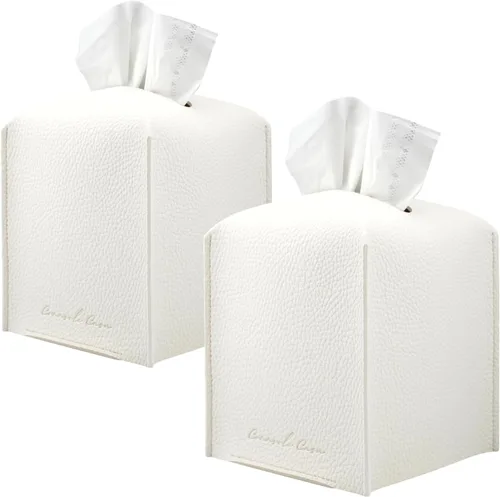 Miniatura 13 de Soporte para caja de pañuelos de piel sintética de alta calidad, elegante funda de caja de pañuelos estilo hotel para decoración del hogar, oficina