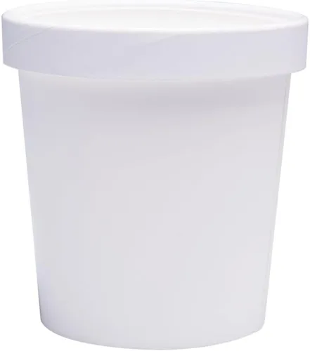 Miniatura 3 de Vasos de papel para helado con tapas de papel, tazas de sopa caliente/fría con tapas (blanco) (25, 16 oz)