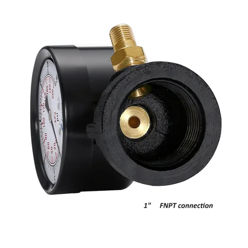 Miniatura 2 de Medidor de presión de prueba de gas, conexión FNPT de 1", válvula de latón, conjunto de cuerpo de acero con revestimiento de cromo.