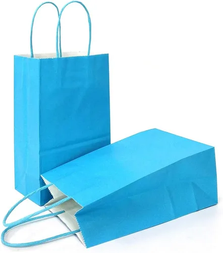 Miniatura 35 de AZOWA Bolsas de regalo mini de papel kraft con asas (Azul claro, 4x2.4x6, 25 piezas)