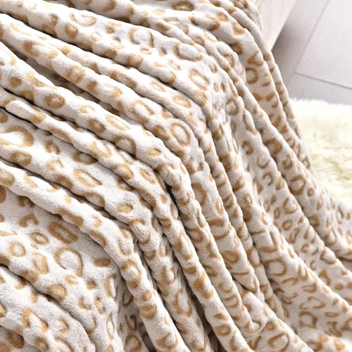 Miniatura 5 de PLEASANT BOULEVARD Manta de leopardo de forro polar, colcha de microfibra premium, ligera, cálida y acogedora, para sofá y cama