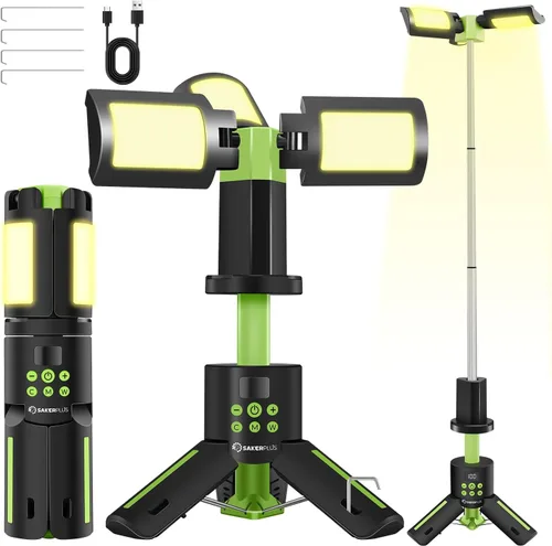 Miniatura 10 de SakerPlus Luz portátil para campamento, linterna telescópica de campamento de 14000 mAh con fuente de alimentación recargable, lámparas magnéticas