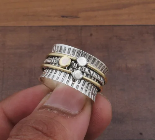 Miniatura 90 de Boho Spinner Ring, Mothers Day Gift, Silver 925 Women Ring, Sterling Silver 925 Ring, Fidget Spinner Ring,Women Silver Anxiety Ring