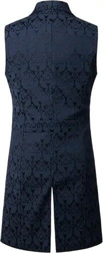 Miniatura 2 de ZEROYAA Chaleco gótico steampunk de doble botonadura jacquard para hombre, chaleco sin mangas