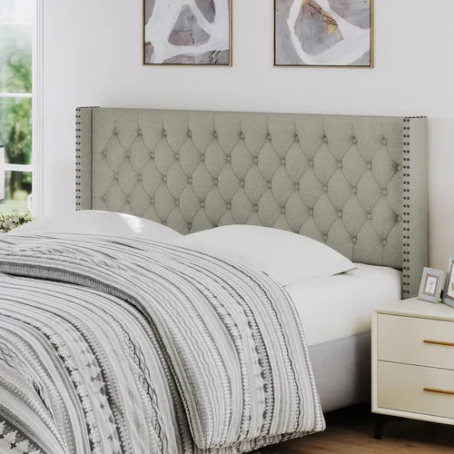 Miniatura 15 de Furpopup Cabecero tamaño Queen solamente, cabecero de pared con respaldo de ala, tamaño Queen para cama ajustable con acolchado de espuma de alta