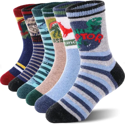 Miniatura 7 de ANTSANG Calcetines de Lana, Calcetines Térmicos Cálidos y Gruesos Tipo Crew Boot para Niños Pequeños, Niños y Niñas, 6 Pares