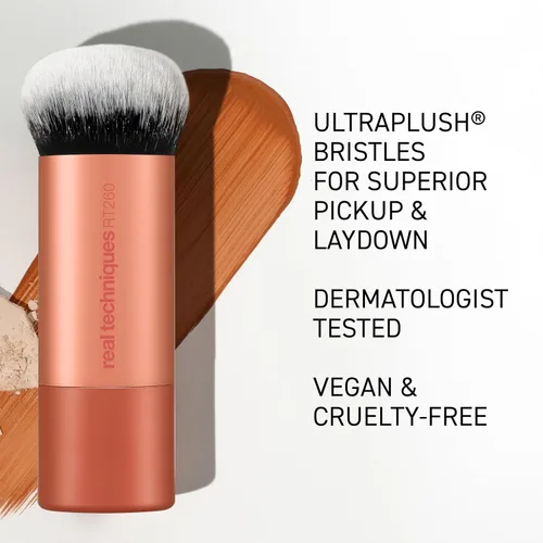 Miniatura 4 de Real Techniques, brocha de maquillaje Bubble Blending, brocha multiusos para base para productos líquidos, crema y polvo, cabeza de cepillo redonda