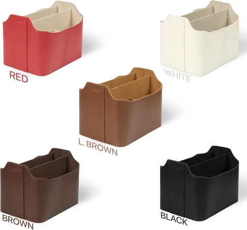 Miniatura 4 de Londo soporte para control remoto de cuero PU, organizador de escritorio para suministros de oficina con ranura para tableta, cepillo de maquillaje