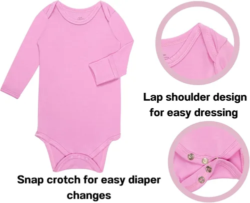 Miniatura 2 de Body para bebé con puños de manopla, rayón hecho de bambú, pijama de manga larga para niños y niñas