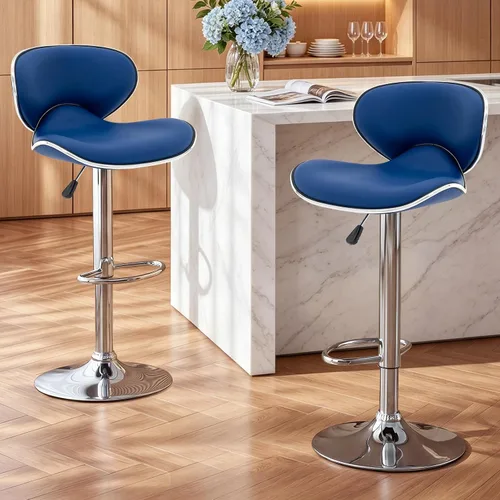 Miniatura 15 de Vogue Furniture Direct Taburetes de Bar Ajustables de Cuero PU, Taburetes Modernos Giratorios de Elevación Neumática con Respaldo, Sillas de Altura