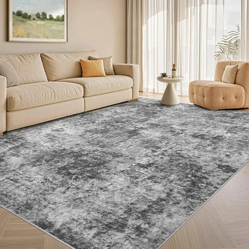 Miniatura 37 de Tortania Alfombra redonda lavable de 5 pies para sala de estar: Alfombra moderna abstracta neutra grande suave y delgada – Alfombra antideslizante
