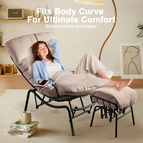 Miniatura 3 de ovios Mecedora con otomana, reclinable deslizante con reposapiés, sillón de acento perezoso con cómodo cojín para sala de estar, dormitorio