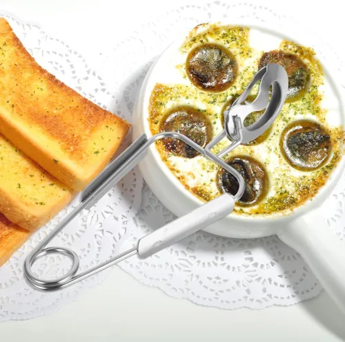 Miniatura 9 de Hemoton Juego de pinzas y tenedores de acero inoxidable, clip de caracol con mango antifatiga, pinzas de caracol Escargot con tenedores, abrazadera