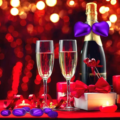 Miniatura 7 de Skylety 30 adornos de corazón para el día de San Valentín, decoraciones en forma de corazón, bolas colgantes para árbol para San Valentín, Morado